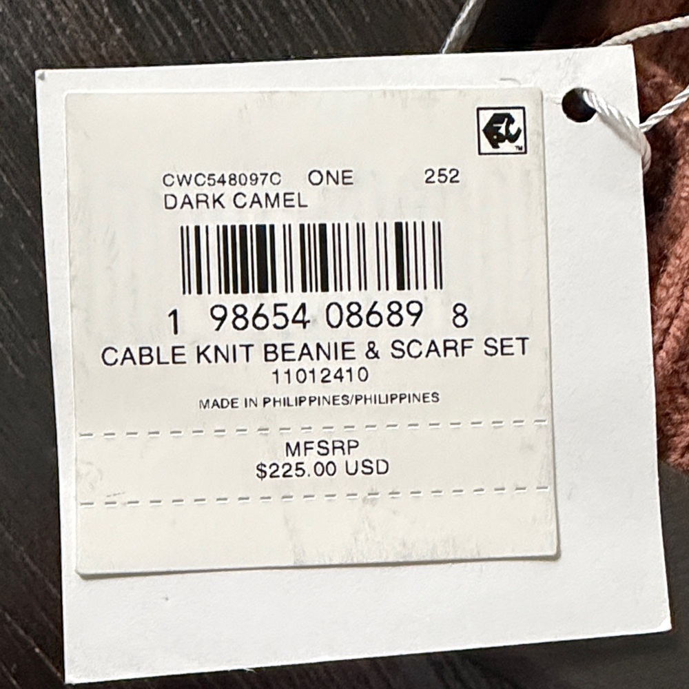 Coach Tan Cable Knit Hat and Scarf Set - Picture 2 of 5